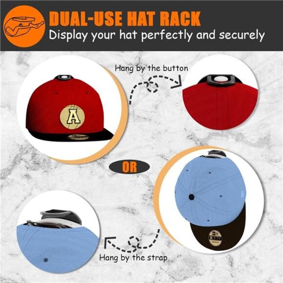 24 Pack Adhesive Hat Hooks for Wall, Strong Hat Rack for Baseball Caps - Picture 3 of 7
